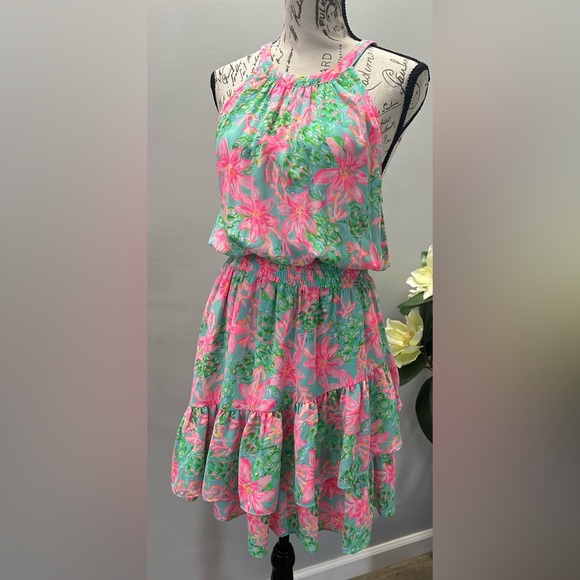 🌺🌴 Lilly Pulitzer Pamelyn Halter Dress – Vibrant Coral Print 🌴🌺 - Picture 6 of 16